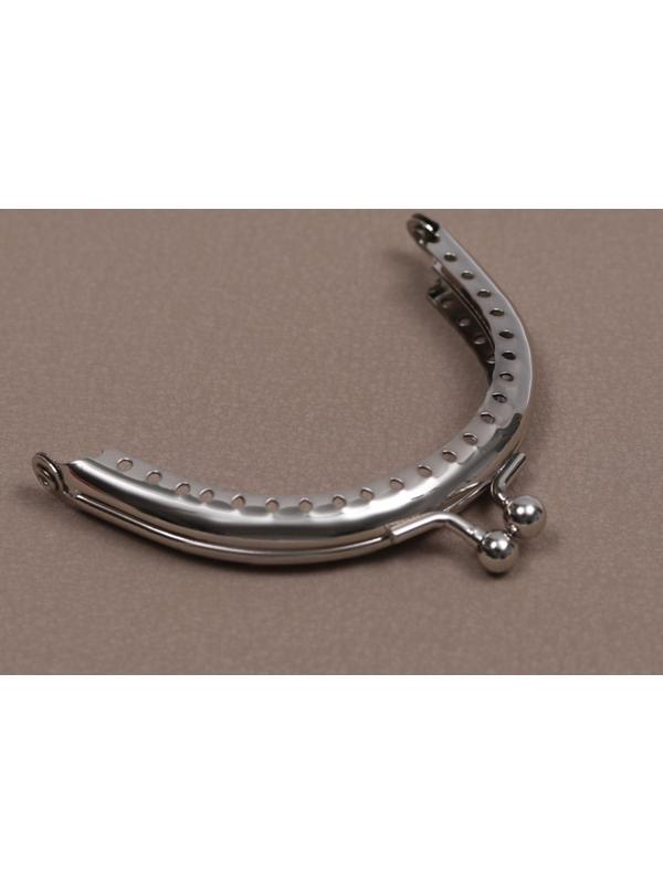 Фермуар пришивной «Полукруг», 8 см, цвет серебряный