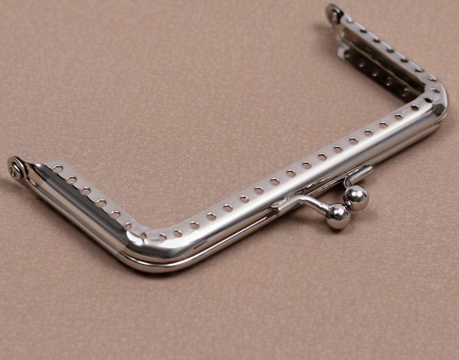 Фермуар пришивной «Прямоугольник», 10 см, цвет серебряный