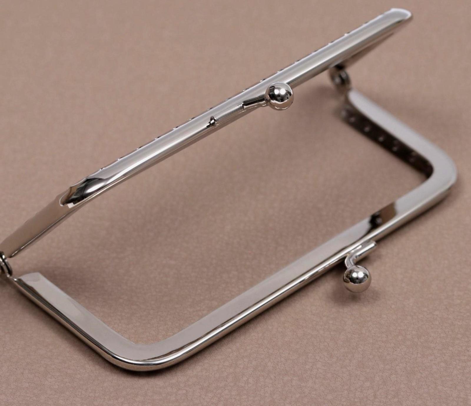 Фермуар пришивной «Прямоугольник», 10 см, цвет серебряный