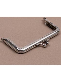 Фермуар пришивной «Прямоугольник», 10 см, цвет серебряный