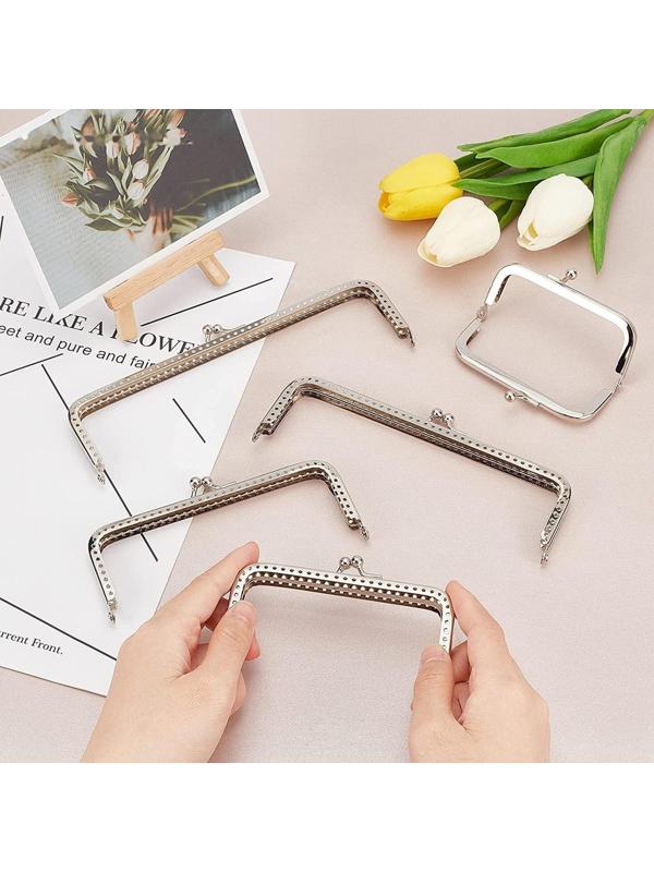 Фермуар пришивной «Прямоугольник», 10 см, цвет серебряный