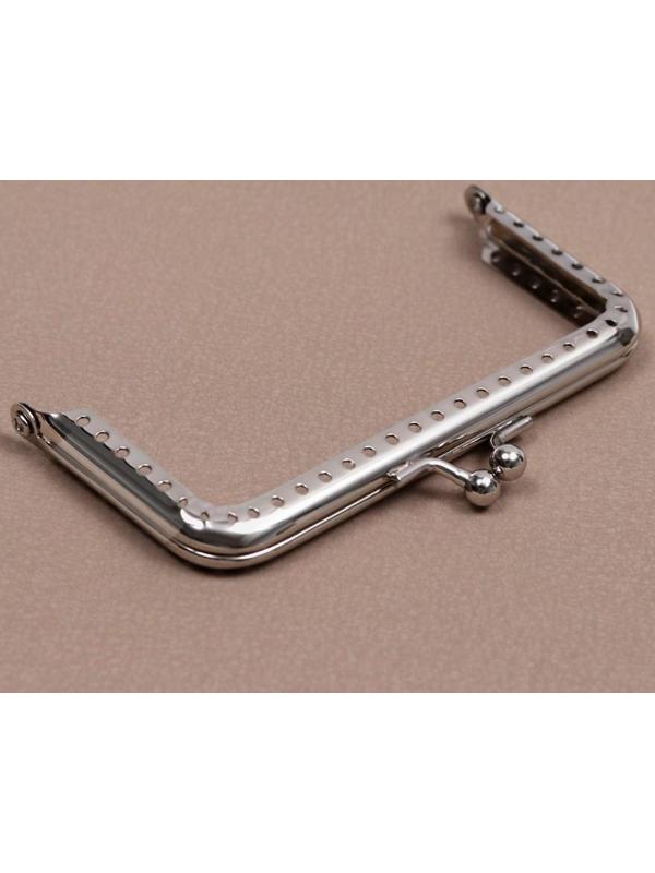 Фермуар пришивной «Прямоугольник», 10 см, цвет серебряный