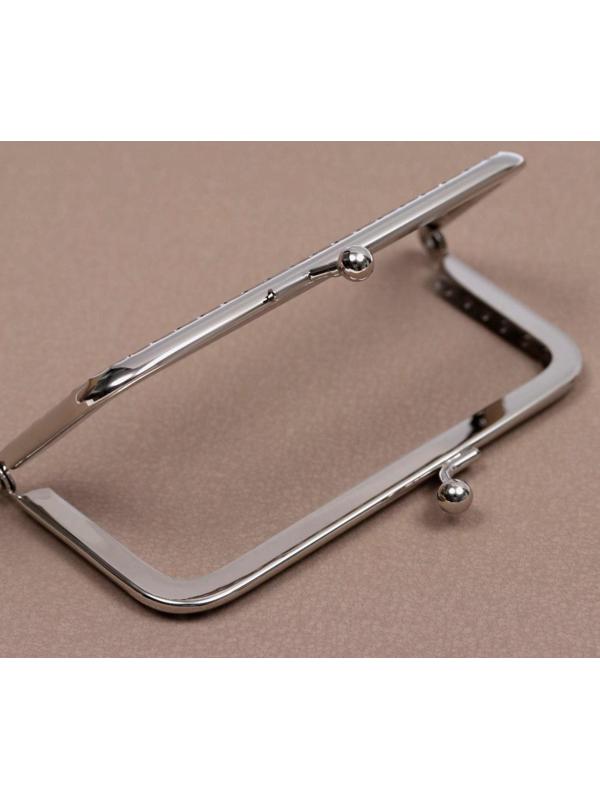 Фермуар пришивной «Прямоугольник», 10 см, цвет серебряный