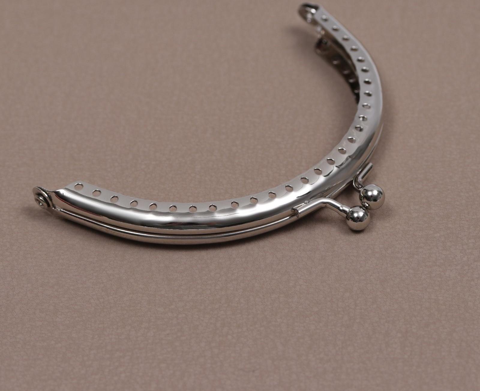 Фермуар пришивной «Полукруг» 10 см, цвет серебряный