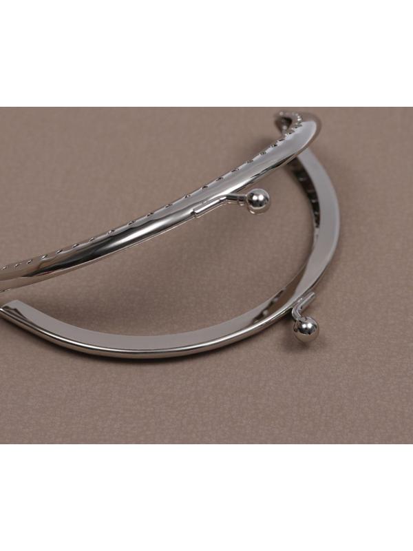 Фермуар пришивной «Полукруг» 10 см, цвет серебряный