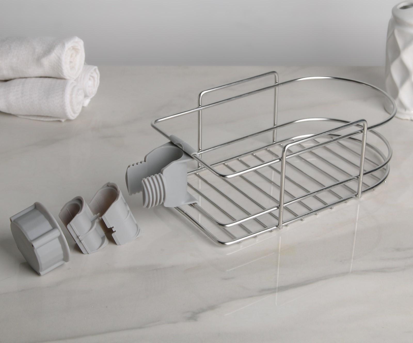 Подставка для губок и моющего средства на кран, 23×12,5×8,5 см, цвет хром