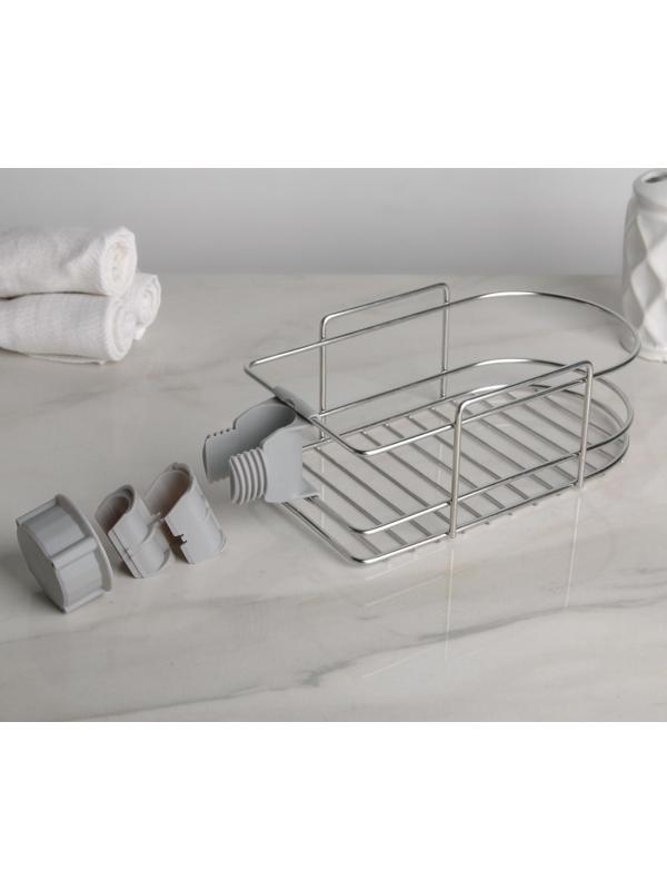 Подставка для губок и моющего средства на кран, 23×12,5×8,5 см, цвет хром