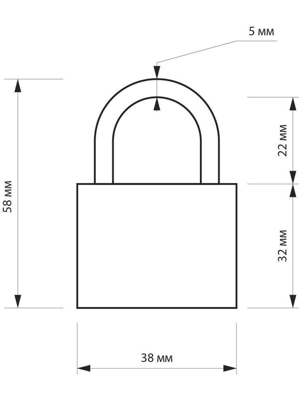 Замок навесной ТУНДРА ZN1038, 38 мм