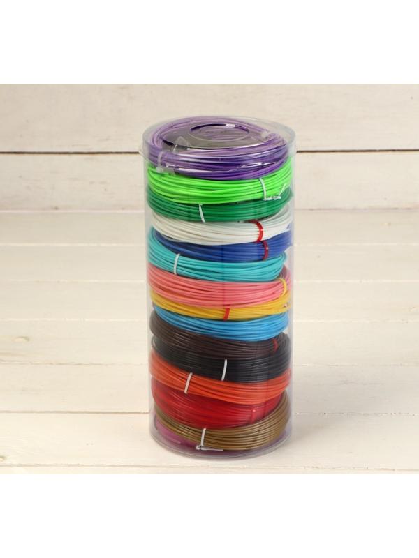 Комплект в тубусе 3Д ручка с дисплеем фиолетовая + пластик PLA 15 цветов по 10 метров