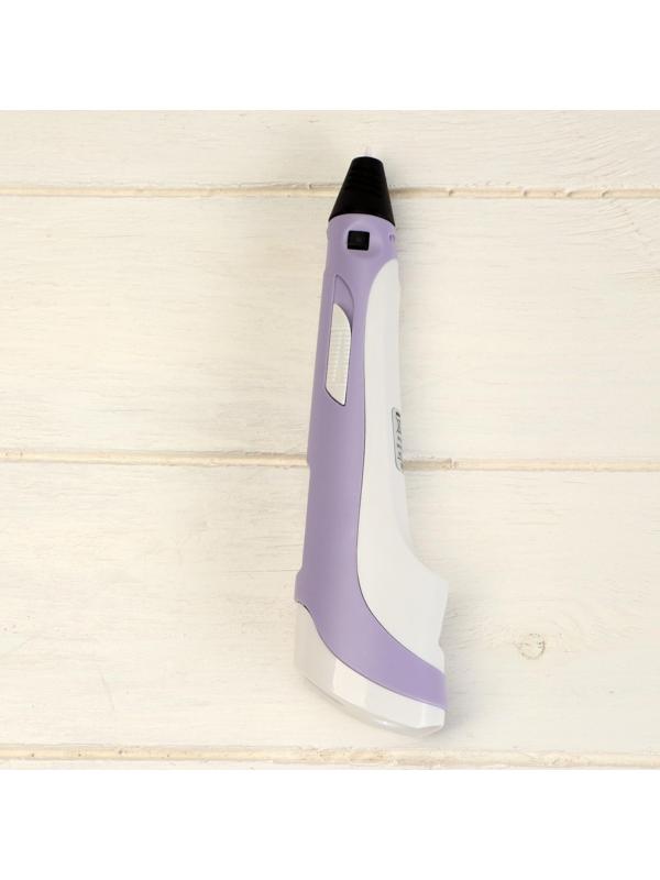 Комплект в тубусе 3Д ручка с дисплеем фиолетовая + пластик PLA 15 цветов по 10 метров