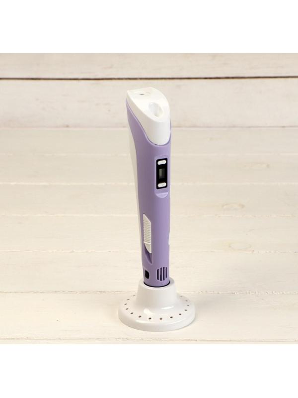 Комплект в тубусе 3Д ручка с дисплеем фиолетовая + пластик PLA 15 цветов по 10 метров