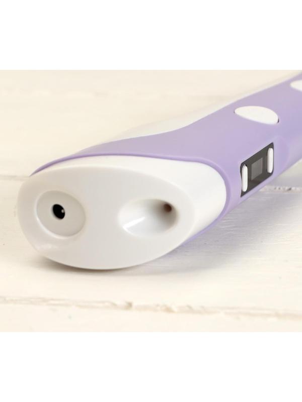 Комплект в тубусе 3Д ручка с дисплеем фиолетовая + пластик PLA 15 цветов по 10 метров