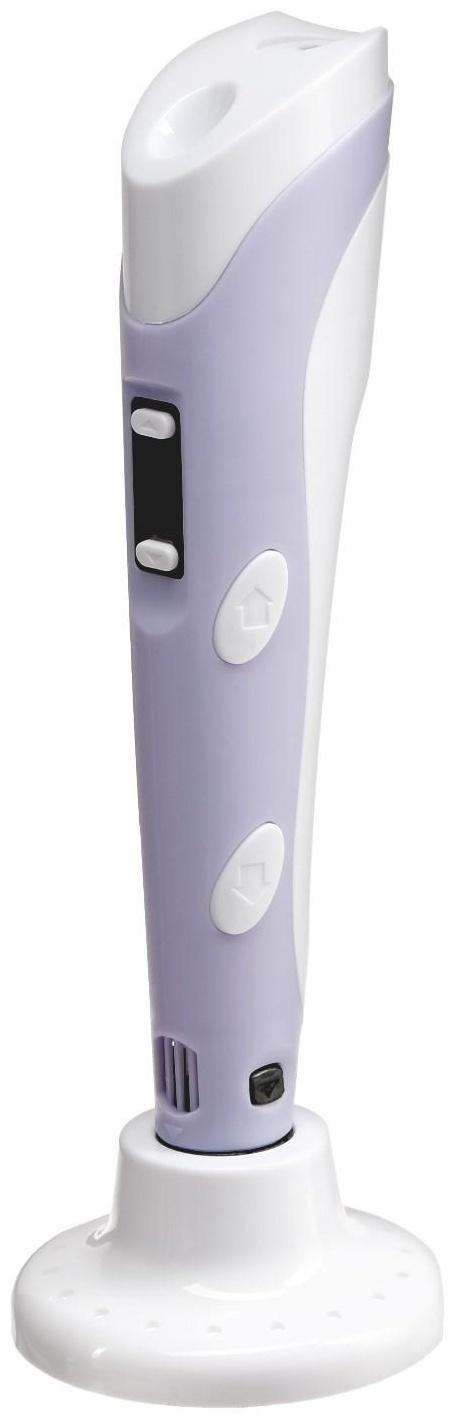 Комплект в тубусе 3Д ручка с дисплеем фиолетовая + пластик ABS 15 цв/10 м.+трафареты