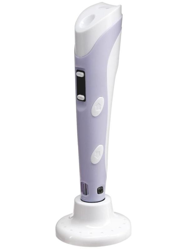 Комплект в тубусе 3Д ручка с дисплеем фиолетовая + пластик ABS 15 цв/10 м.+трафареты