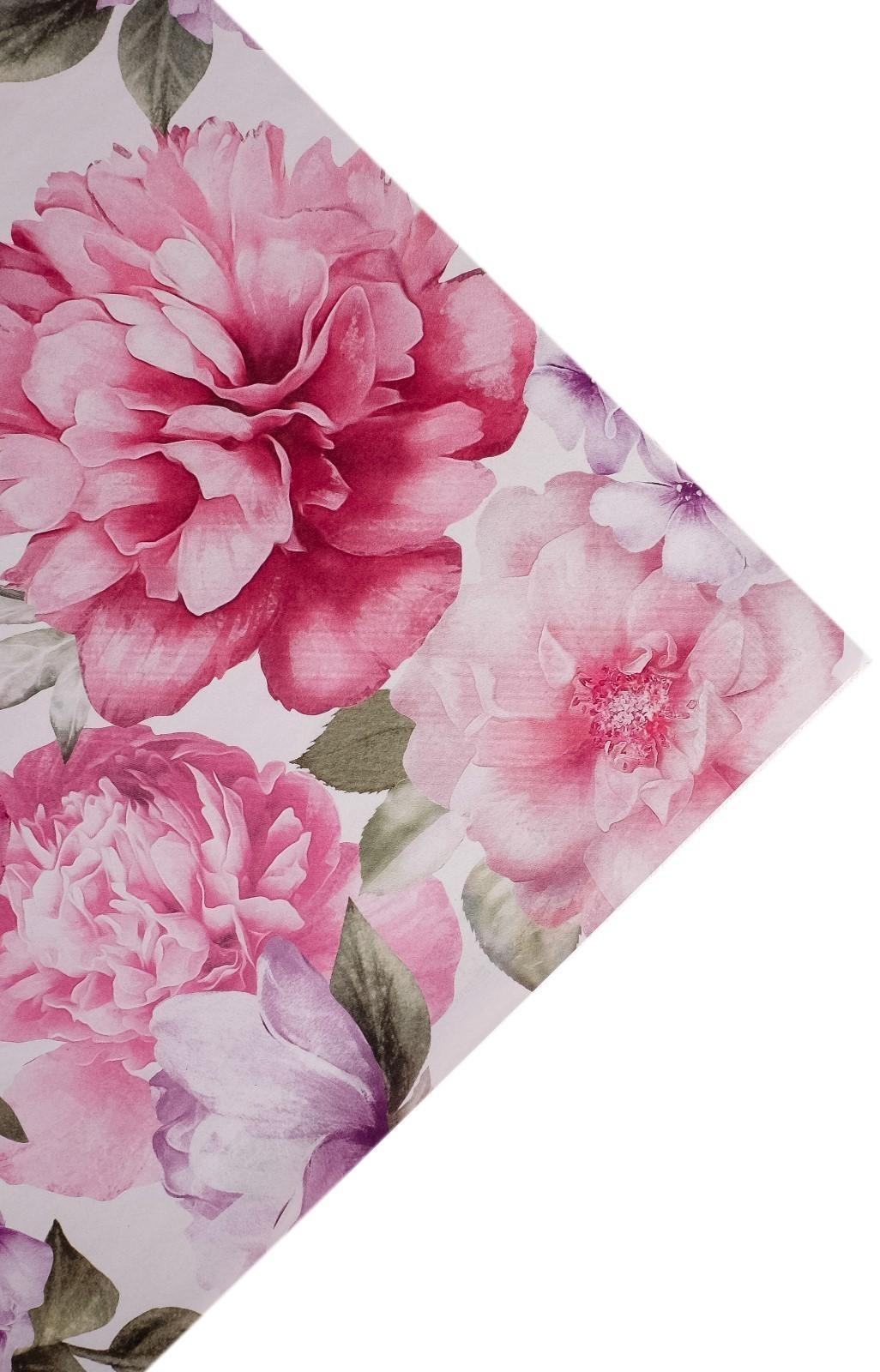 Бумага упаковочная глянцевая двусторонняя «Цветочный сад», 70 × 100 см / 10 шт.
