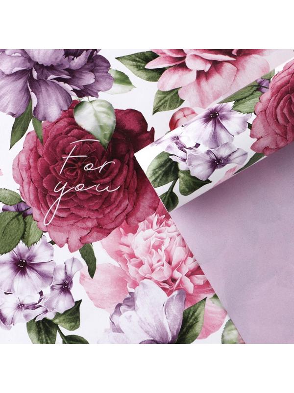 Бумага упаковочная глянцевая двусторонняя «Цветочный сад», 70 × 100 см / 10 шт.