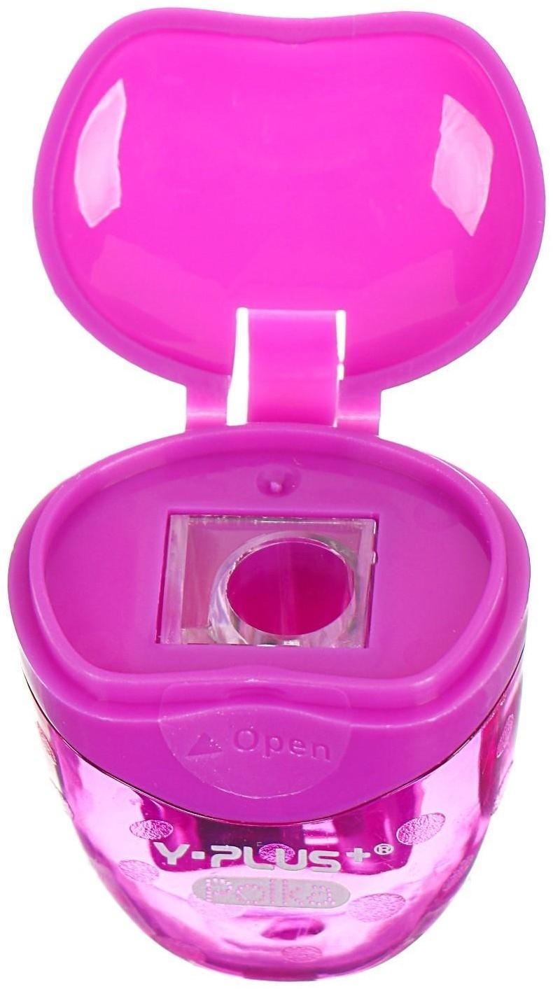 Точилка 1-отверстие, Y-Plus POLKA, с контейнером, МИКС