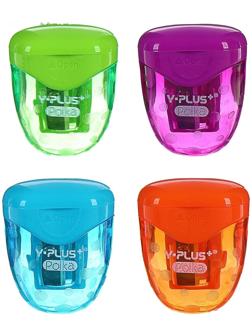 Точилка 1-отверстие, Y-Plus POLKA, с контейнером, МИКС