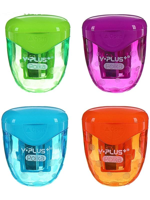 Точилка 1-отверстие, Y-Plus POLKA, с контейнером, МИКС