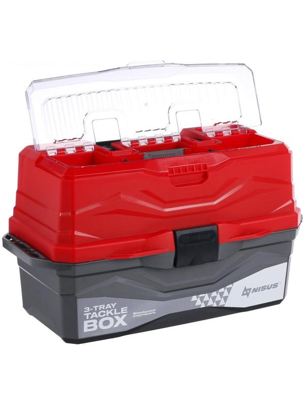 Ящик для снастей Tackle Box NISUS трёхполочный, цвет красный