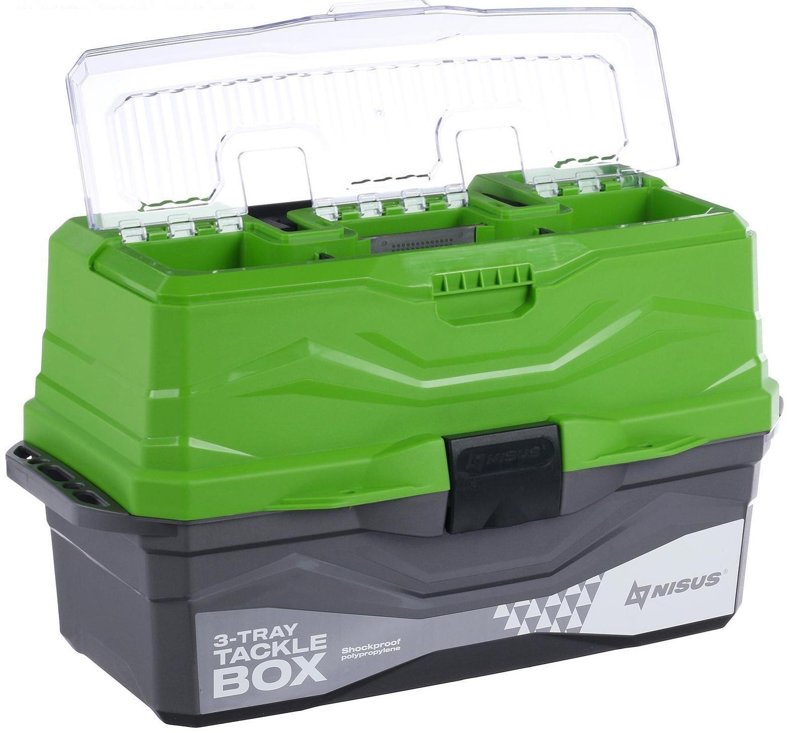 Ящик для снастей Tackle Box NISUS трёхполочный, цвет зелёный