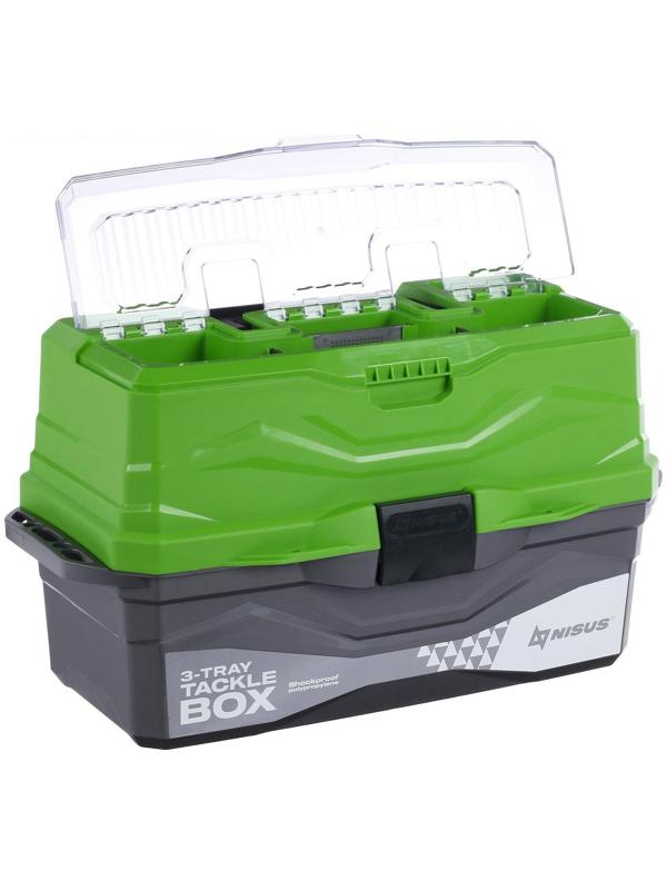 Ящик для снастей Tackle Box NISUS трёхполочный, цвет зелёный