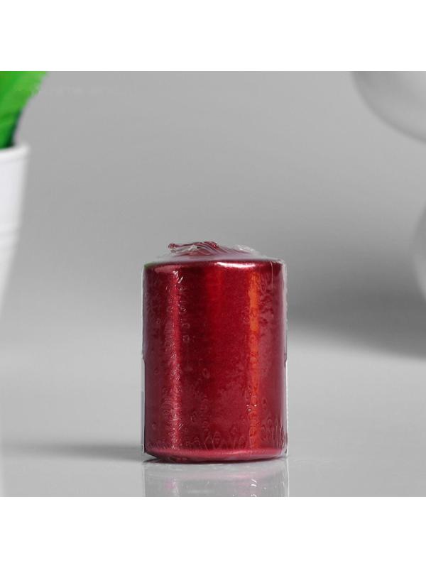 Свеча - цилиндр парафиновая, красный металлик, 4×6 см