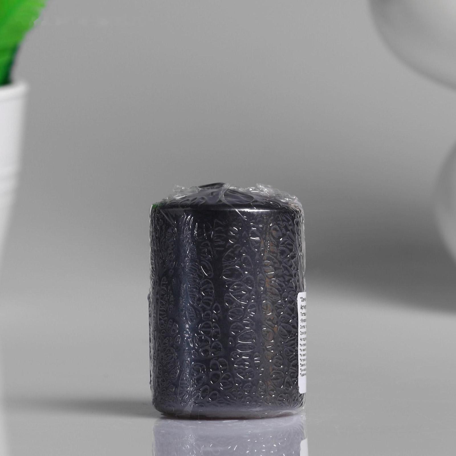 Свеча - цилиндр парафиновая, черный металлик, 4×6 см