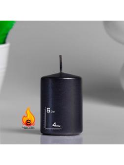 Свеча - цилиндр парафиновая, черный металлик, 4×6 см