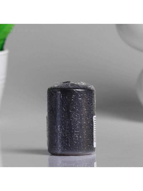 Свеча - цилиндр парафиновая, черный металлик, 4×6 см