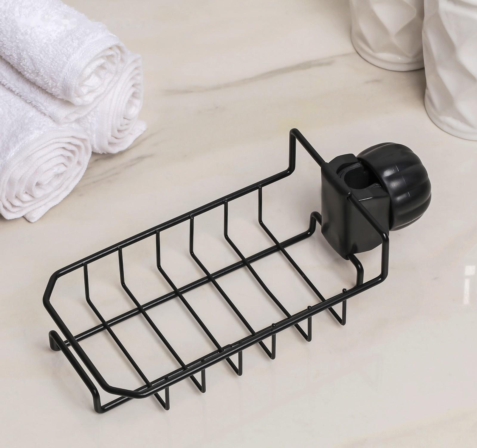 Подставка для губок на кран Доляна, 23×10,5×6,5 см, цвет чёрный