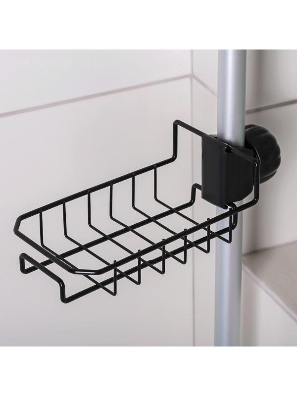 Подставка для губок на кран Доляна, 23×10,5×6,5 см, цвет чёрный