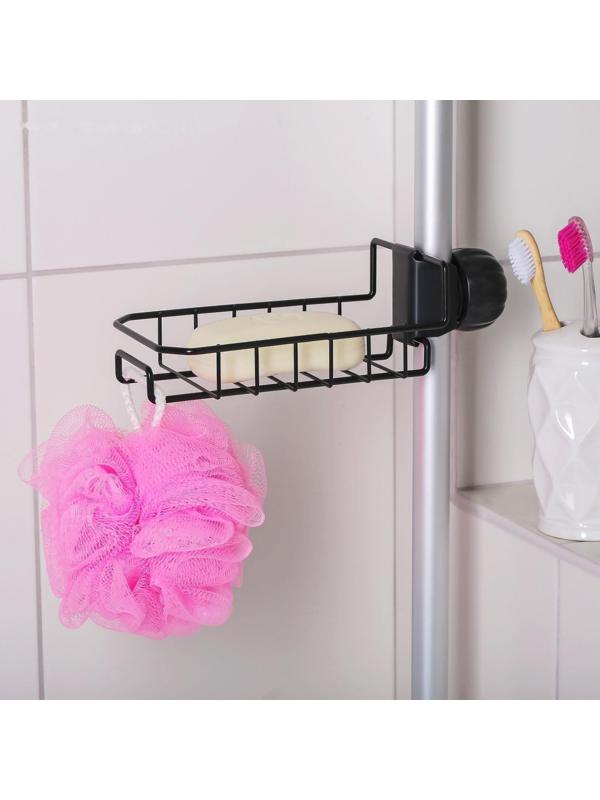 Подставка для губок на кран Доляна, 23×10,5×6,5 см, цвет чёрный