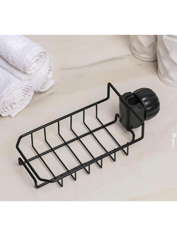 Подставка для губок на кран Доляна, 23×10,5×6,5 см, цвет чёрный