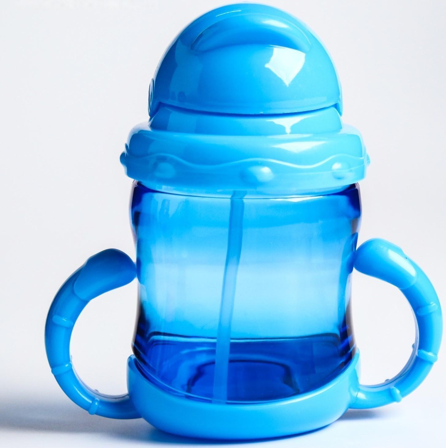 Поильник с силиконовой трубочкой, 200 мл., с ручками, цвет МИКС