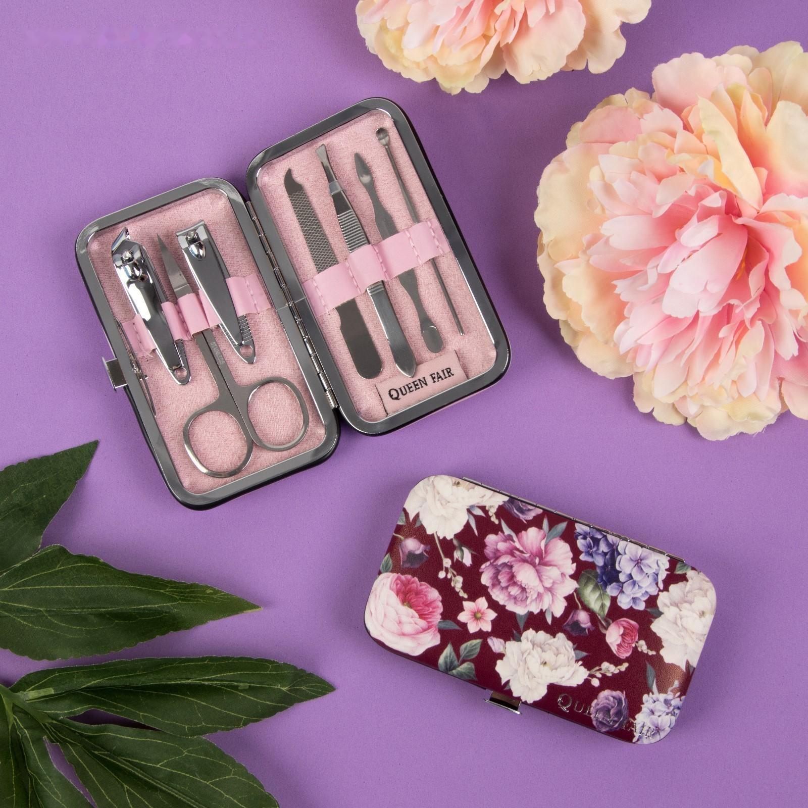 Набор маникюрный «Цветочная рапсодия», 7 предметов, в футляре