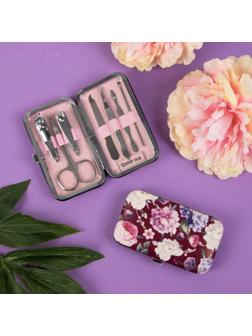 Набор маникюрный «Цветочная рапсодия», 7 предметов, в футляре