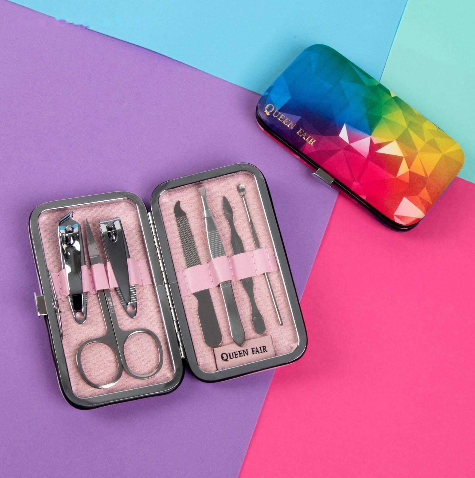 Набор маникюрный «Радуга», 7 предметов, в футляре