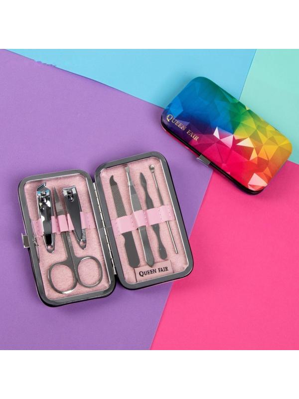 Набор маникюрный «Радуга», 7 предметов, в футляре