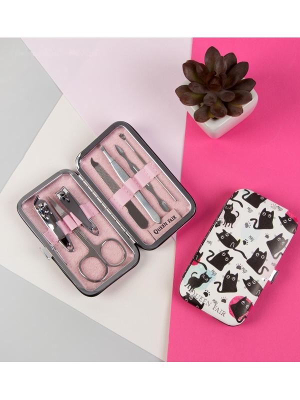 Набор маникюрный «Мур-мяу», 7 предметов, в футляре