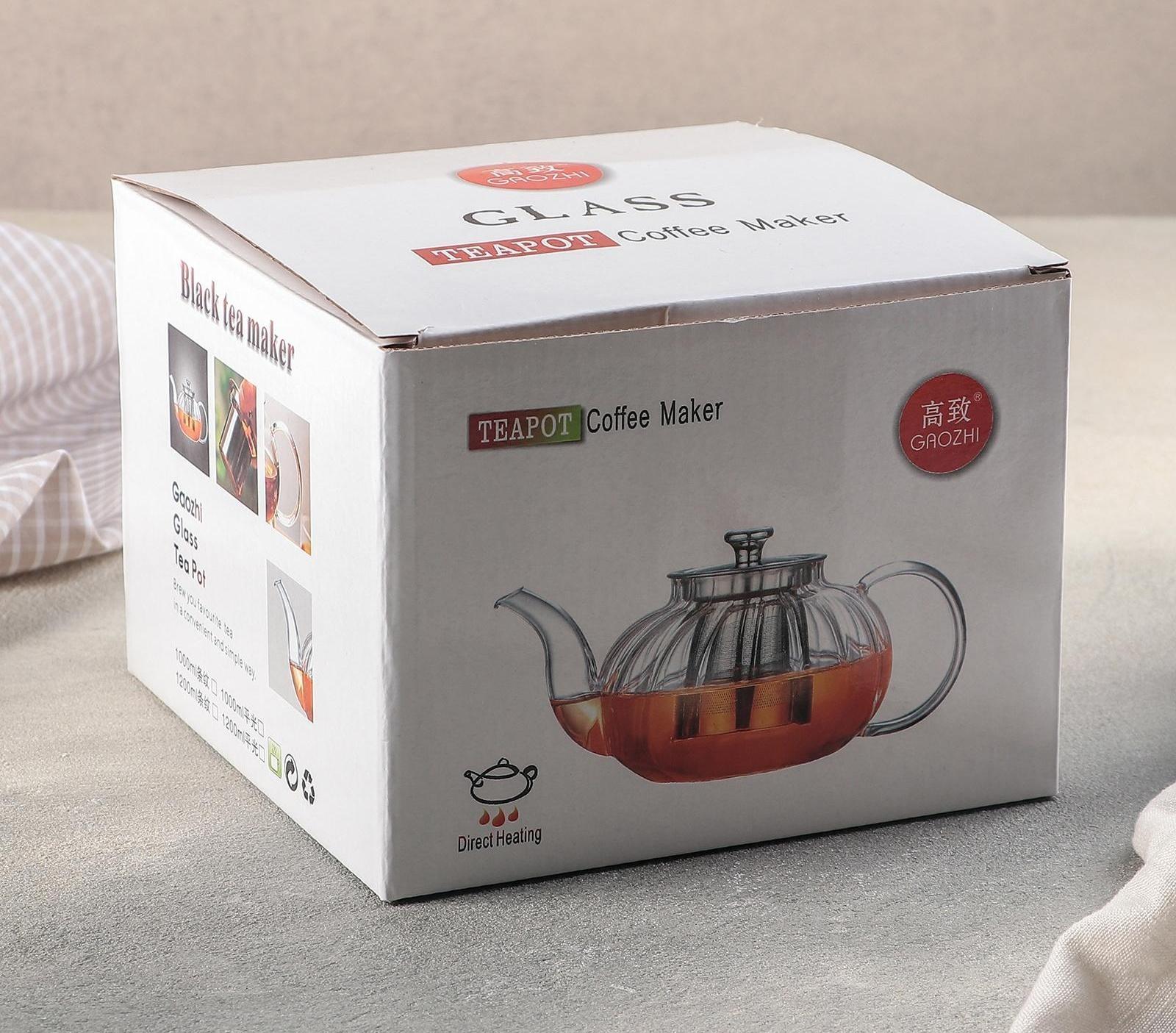 Чайник стеклянный заварочный «Эко», 1,2 л, металлическое сито