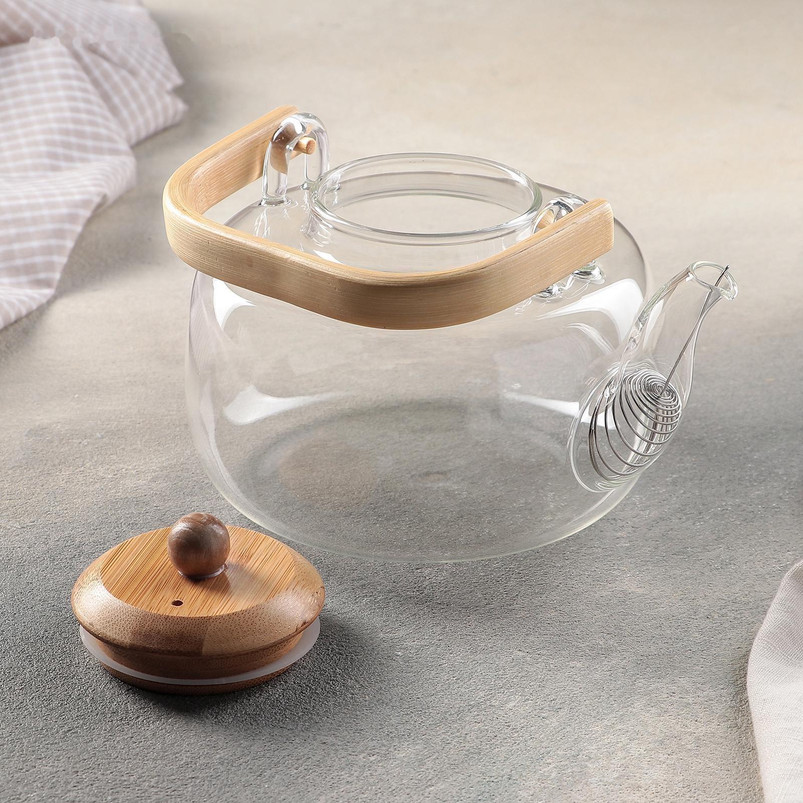 Чайник стеклянный заварочный «Эко», 1,2 л, металлическое сито