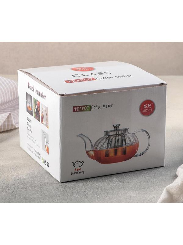 Чайник стеклянный заварочный «Эко», 1,2 л, металлическое сито