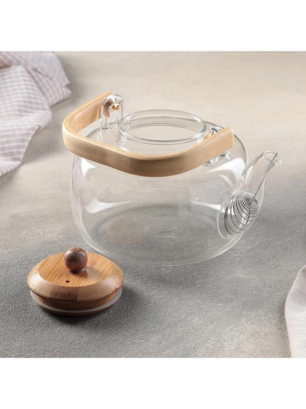 Чайник стеклянный заварочный «Эко», 1,2 л, металлическое сито