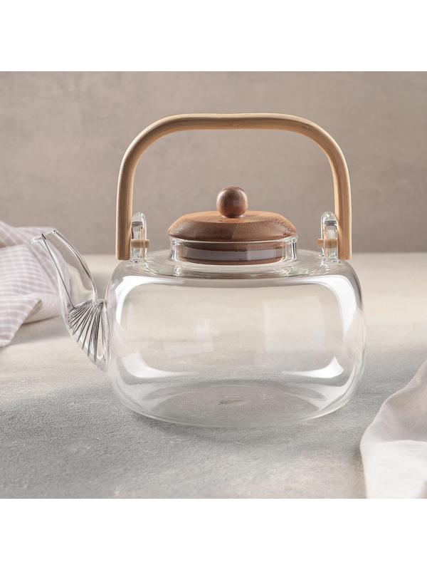 Чайник стеклянный заварочный «Эко», 1,2 л, металлическое сито
