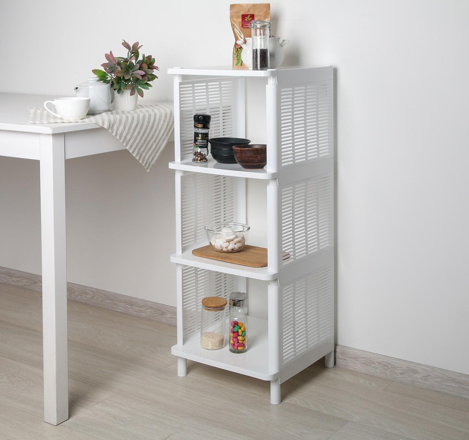 Этажерка напольная 4-х секционная Альтернатива «Лайт», цвет белый