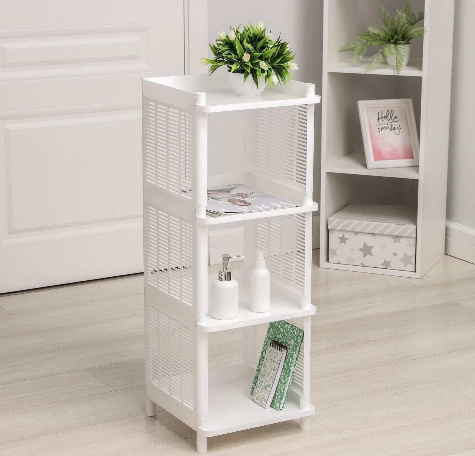 Этажерка напольная 4-х секционная Альтернатива «Лайт», цвет белый