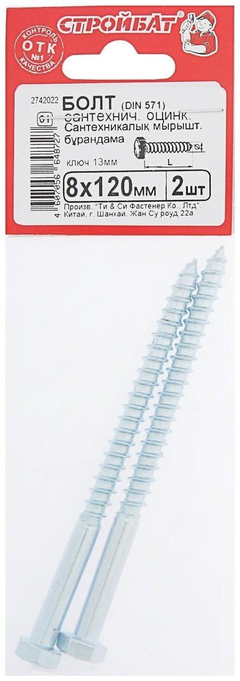 Болт сантехнический оцинк. DIN 571  8х120, 2 шт