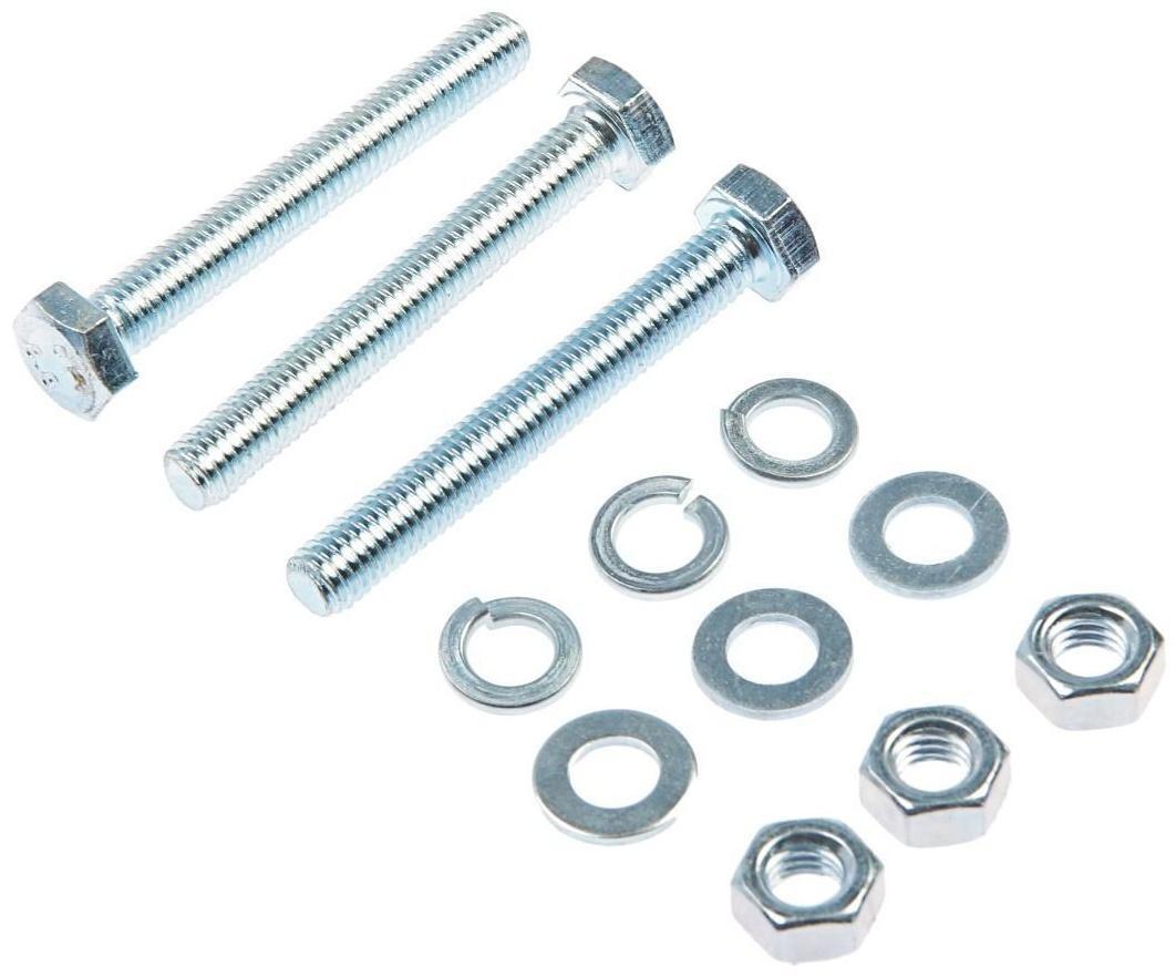 Болты оцинкованные DIN 933 М 8х 60 с гайками и шайбами, 3шт.