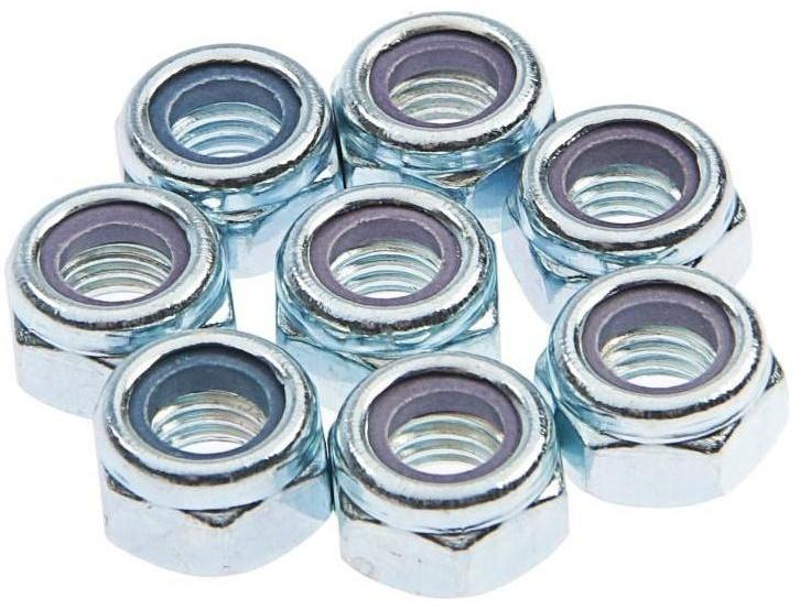 Гайка DIN985 М8, самоконтрящаяся, оцинкованная, в упаковке 8 шт.